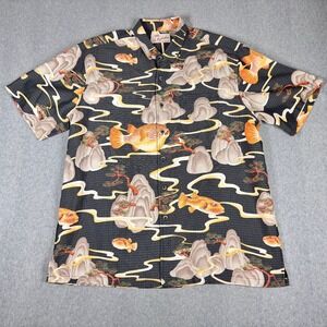 Kahala Hawaiian Shirt Mens XL Bonsai Puffer Fish Lightweight Button Short Sleeve